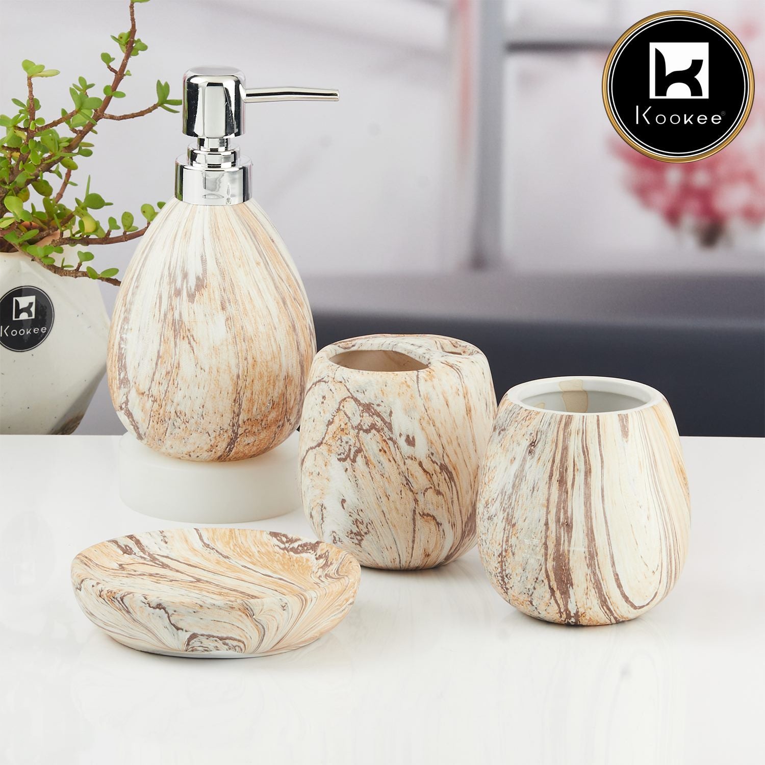 Kookee Ceramic Bathroom Sets, Off White, ART11137