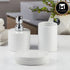 Kookee Ceramic Bathroom Accessories Set of 3, Modern Bath Set with Liquid handwash Soap Dispenser and Toothbrush holder, Luxury Gift Accessory for Home, White *11139)