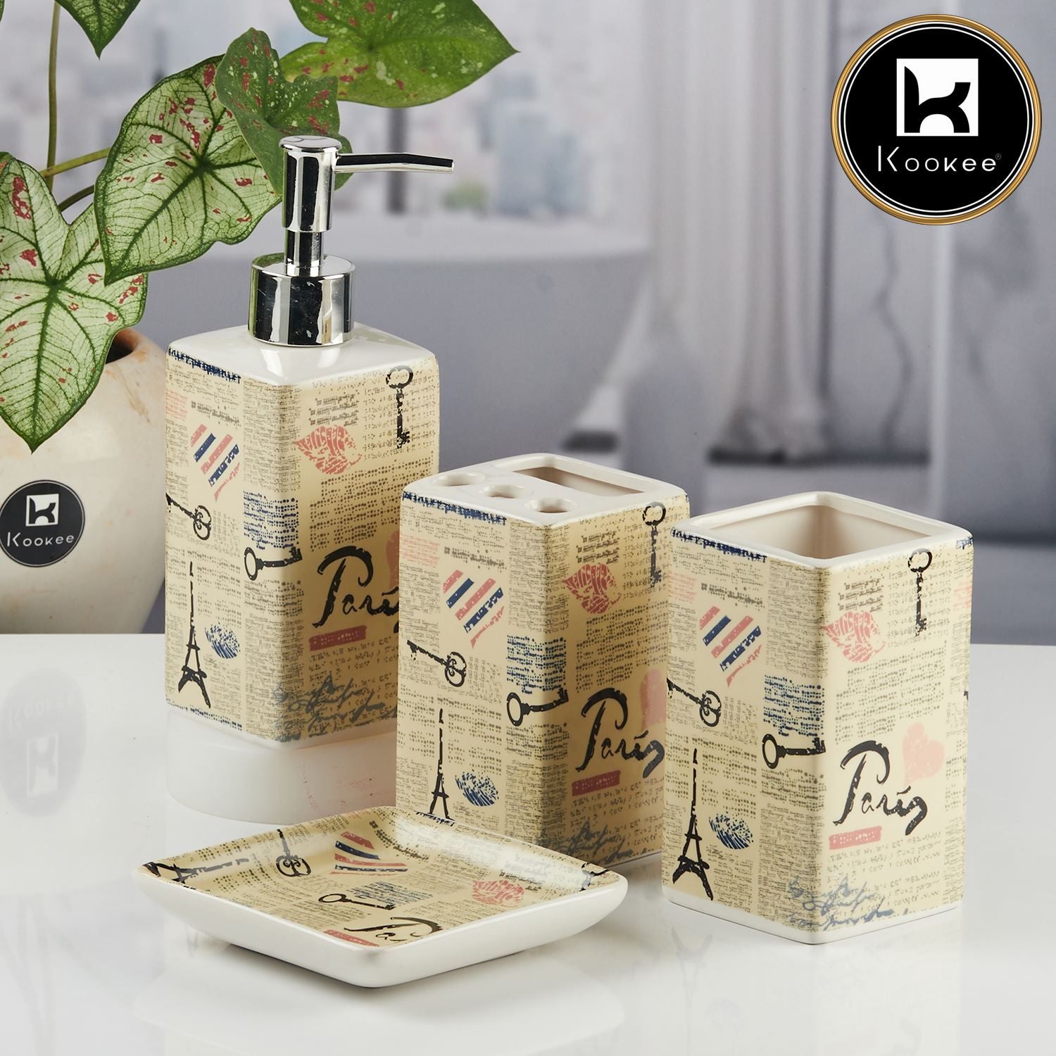 Kookee Ceramic Bathroom Sets, Multi, ART11141