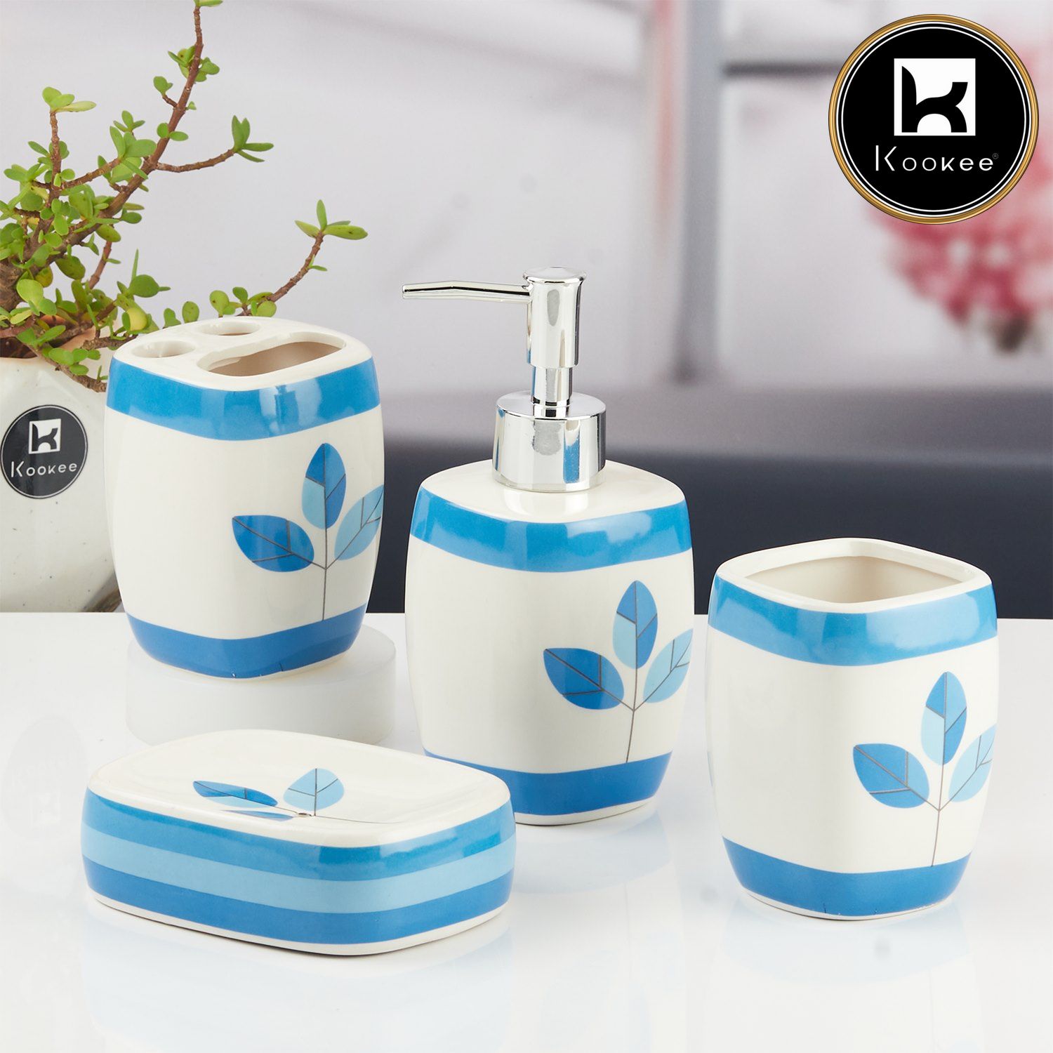 Kookee Ceramic Bathroom Sets, Multi, ART11143