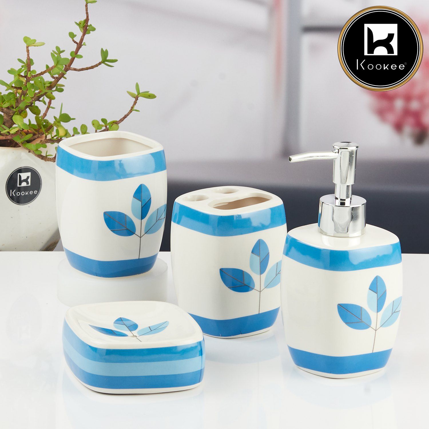 Kookee Ceramic Bathroom Sets, Multi, ART11143