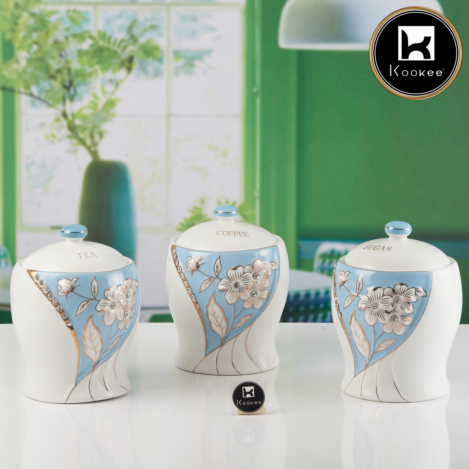 Kookee Canister Jars (Ceramic), Blue, ART11145