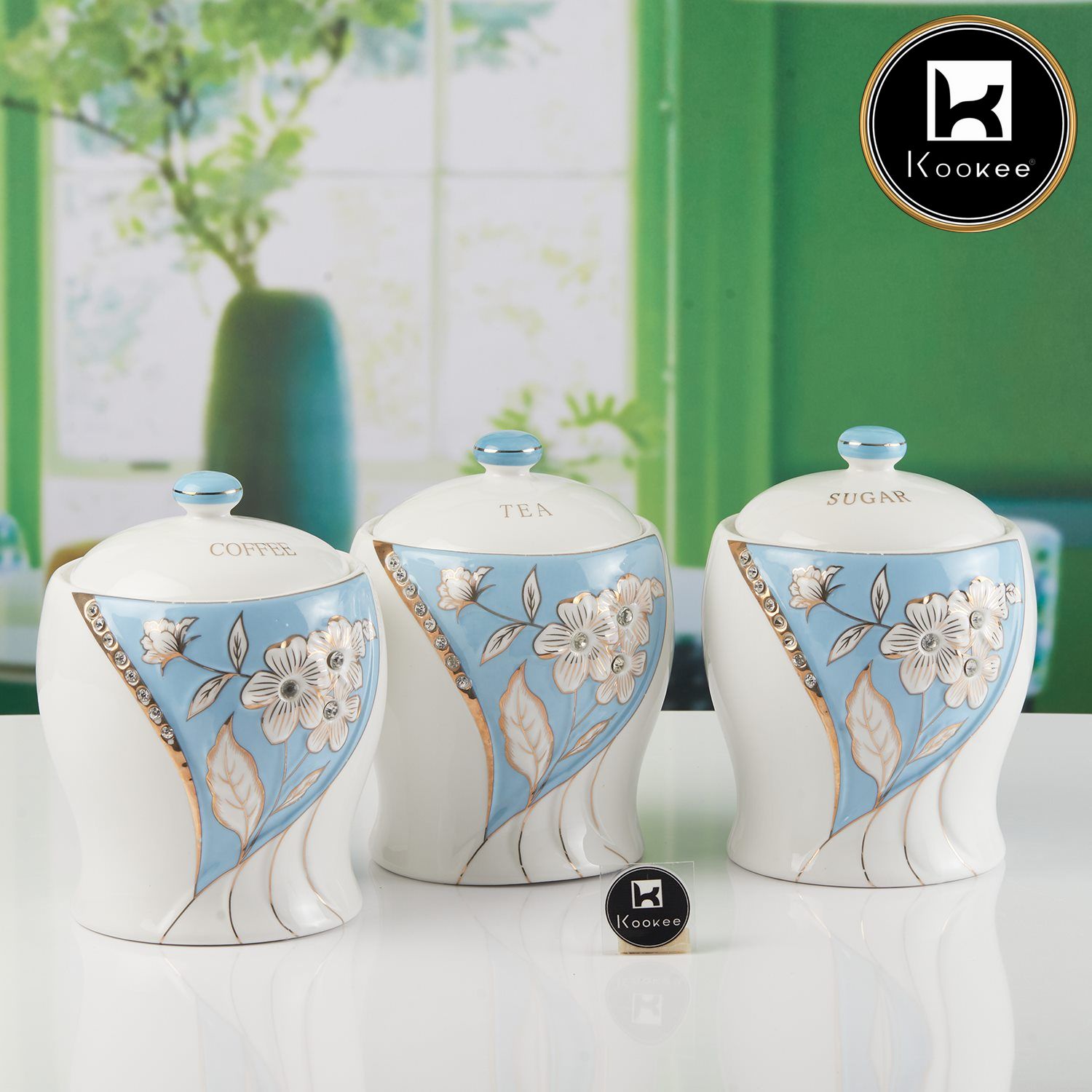 Ceramic Airtight Canister Jar & Container for Kitchen Food Storage (Pack of 2) (11614)