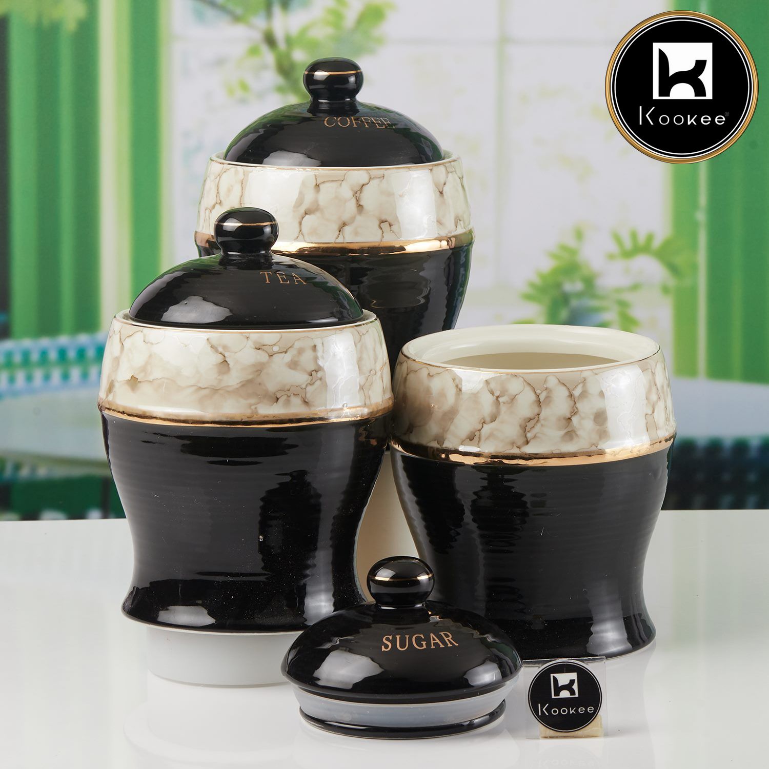 Kookee Canister Jars (Ceramic), Black, ART11147