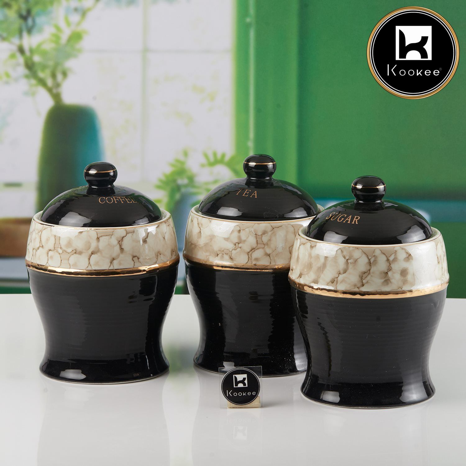 Kookee Canister Jars (Ceramic), Black, ART11147