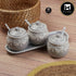 Ceramic Condiment Jars and Containers Set of 3, Grey (11149)