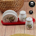 Ceramic Salt Pepper Container Set with Tissue Holder & tray (Pack of 1) (11154)