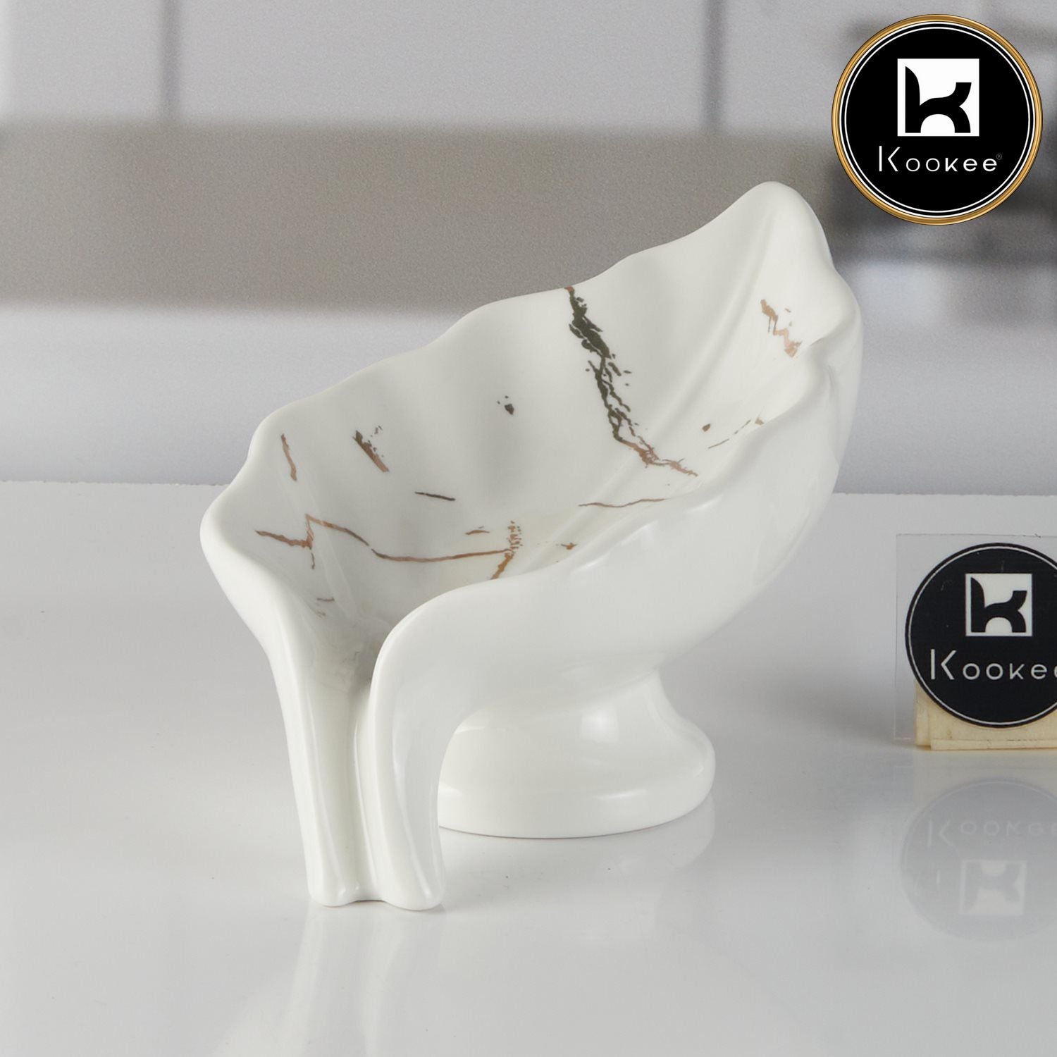 Kookee Ceramic Soap Holder Dish, A Stylish and Practical Addition to Your Bathroom, White