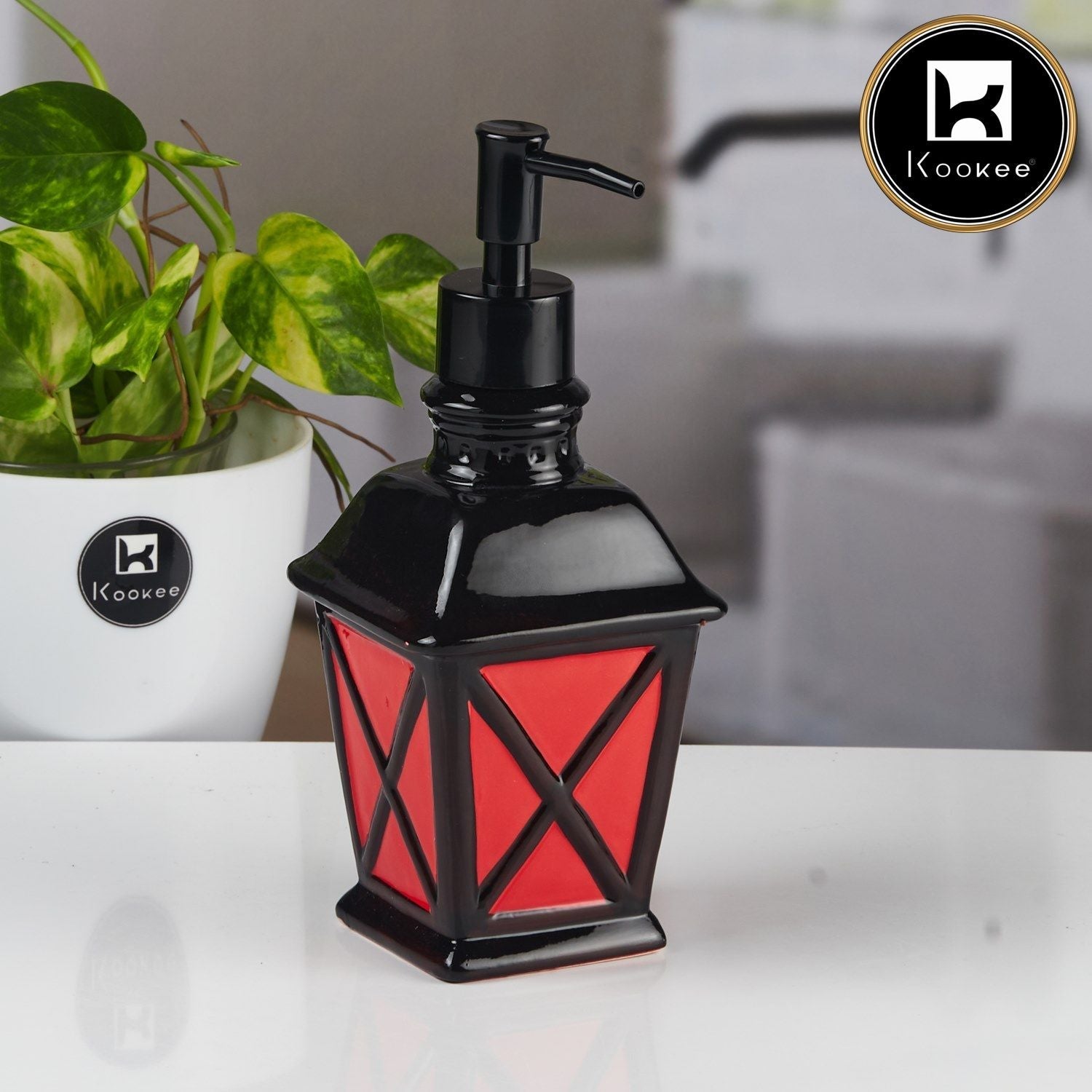 Ceramic Soap Dispenser for handwash for Bathroom, Blue, (Set of 1) (11156)