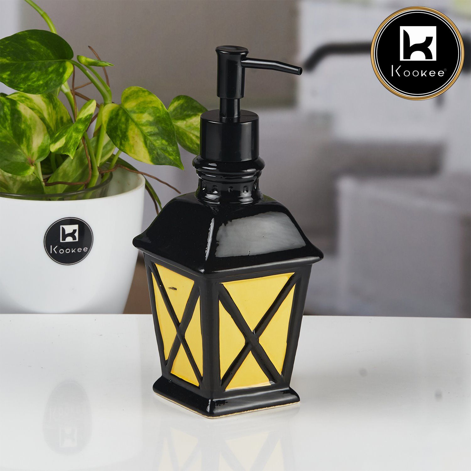 Ceramic Soap Dispenser for handwash for Bathroom, Blue, (Set of 1) (11156)