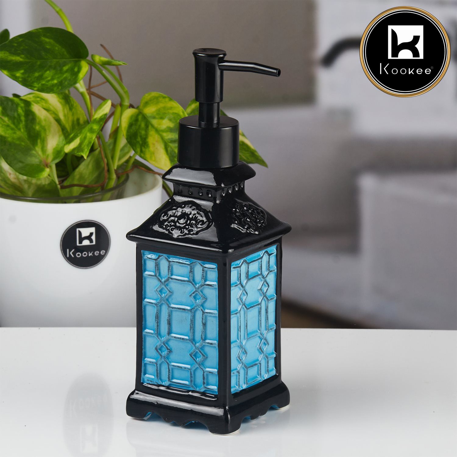 Ceramic Soap Dispenser for handwash for Bathroom, Blue (V-CSD-008-2)