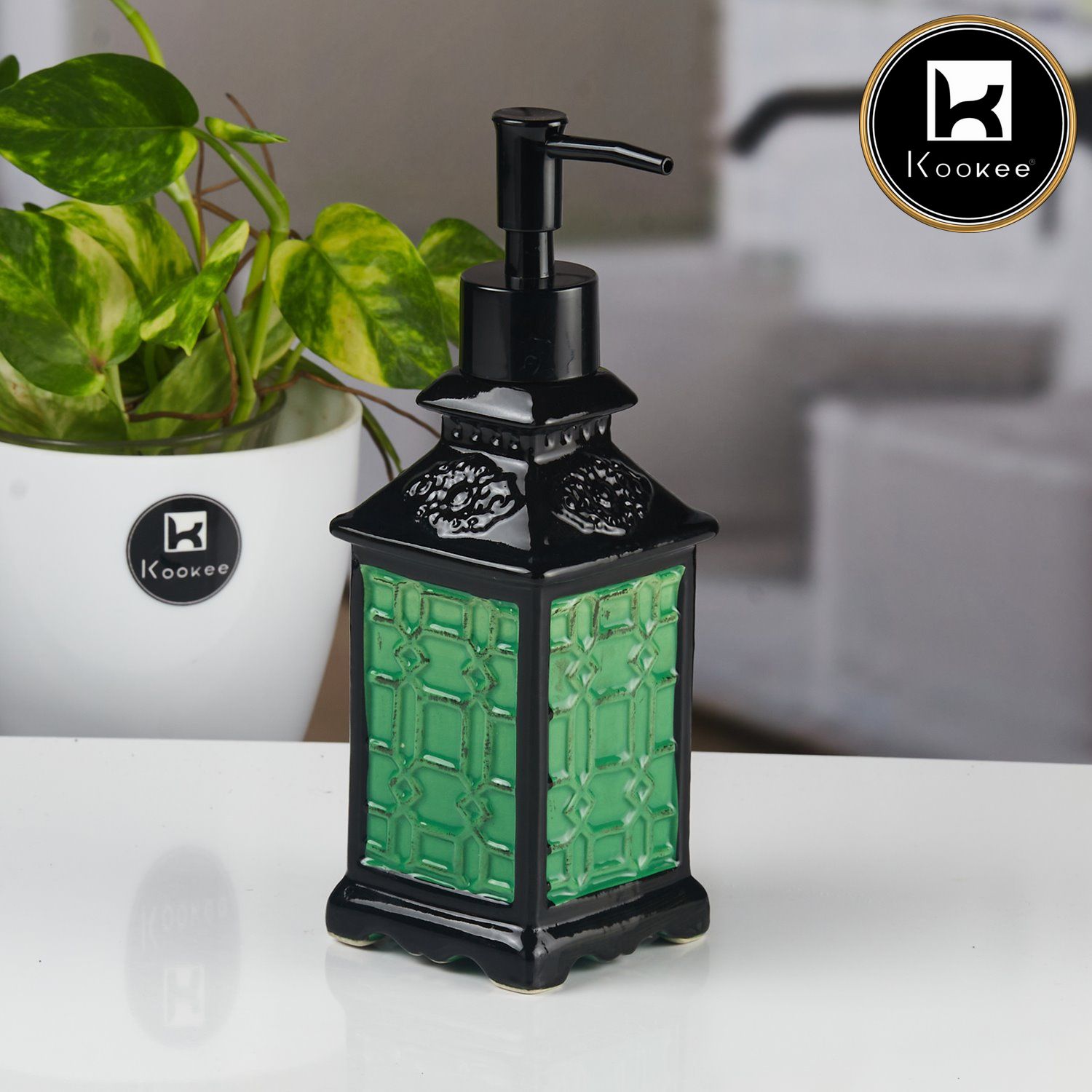 Ceramic Soap Dispenser for handwash for Bathroom, Blue, (Set of 1) (11160)