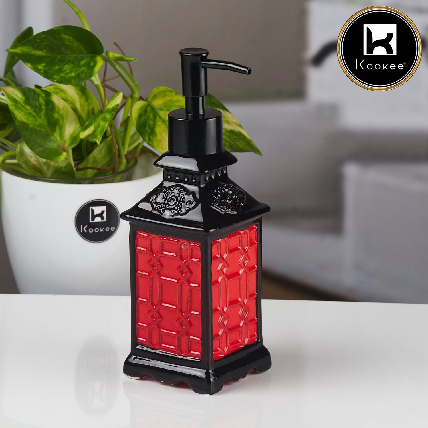 Ceramic Soap Dispenser for handwash for Bathroom, Blue, (Set of 1) (11160)