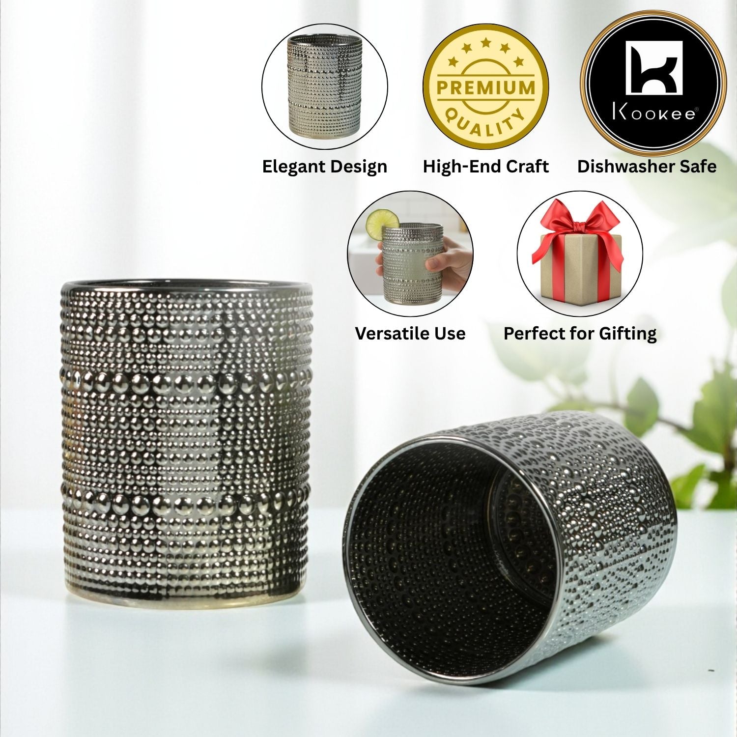 Jupiter Vintage Hobnail Old Fashioned Bubble Glasses (V-GLASS-005)