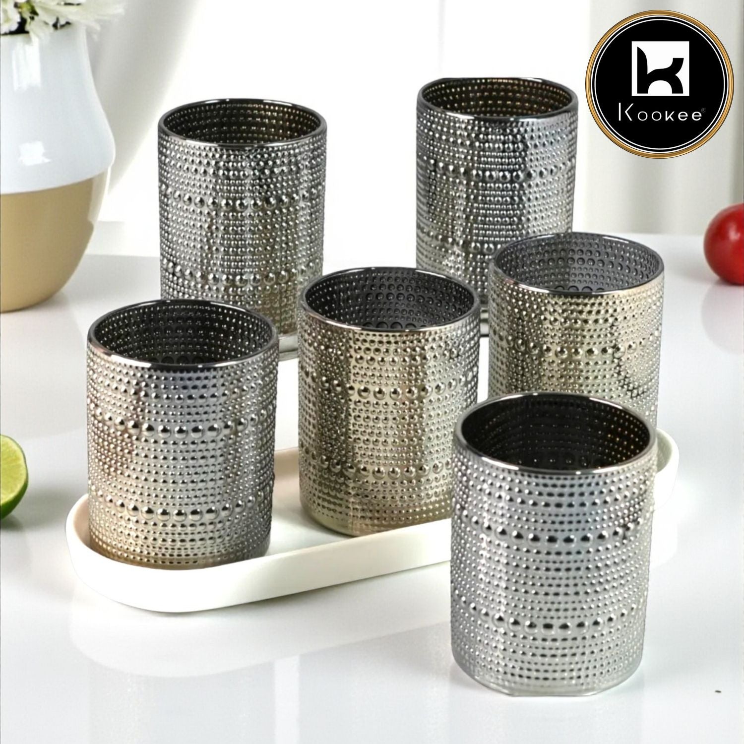 Kookee Jupiter Vintage Hobnail Old Fashioned Bubble Glasses (Set of 6) (11164)