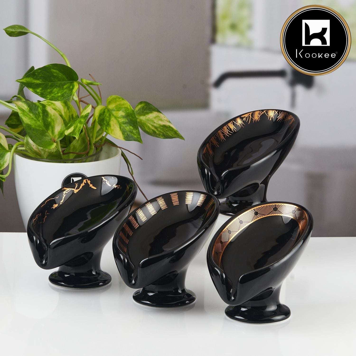 Ceramic Soap Holder Dish, Set of 1 Bathroom Accessories for Home, Black (V-CSH-001-2)