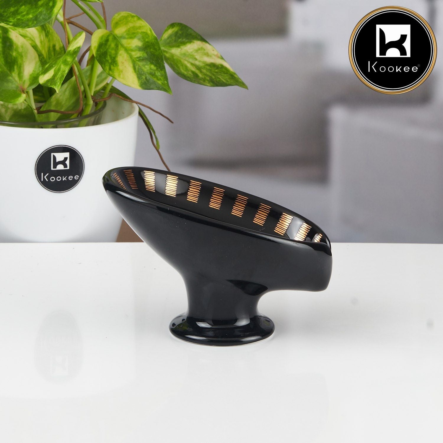 Ceramic Soap Holder Dish, Set of 1, Black (11166)