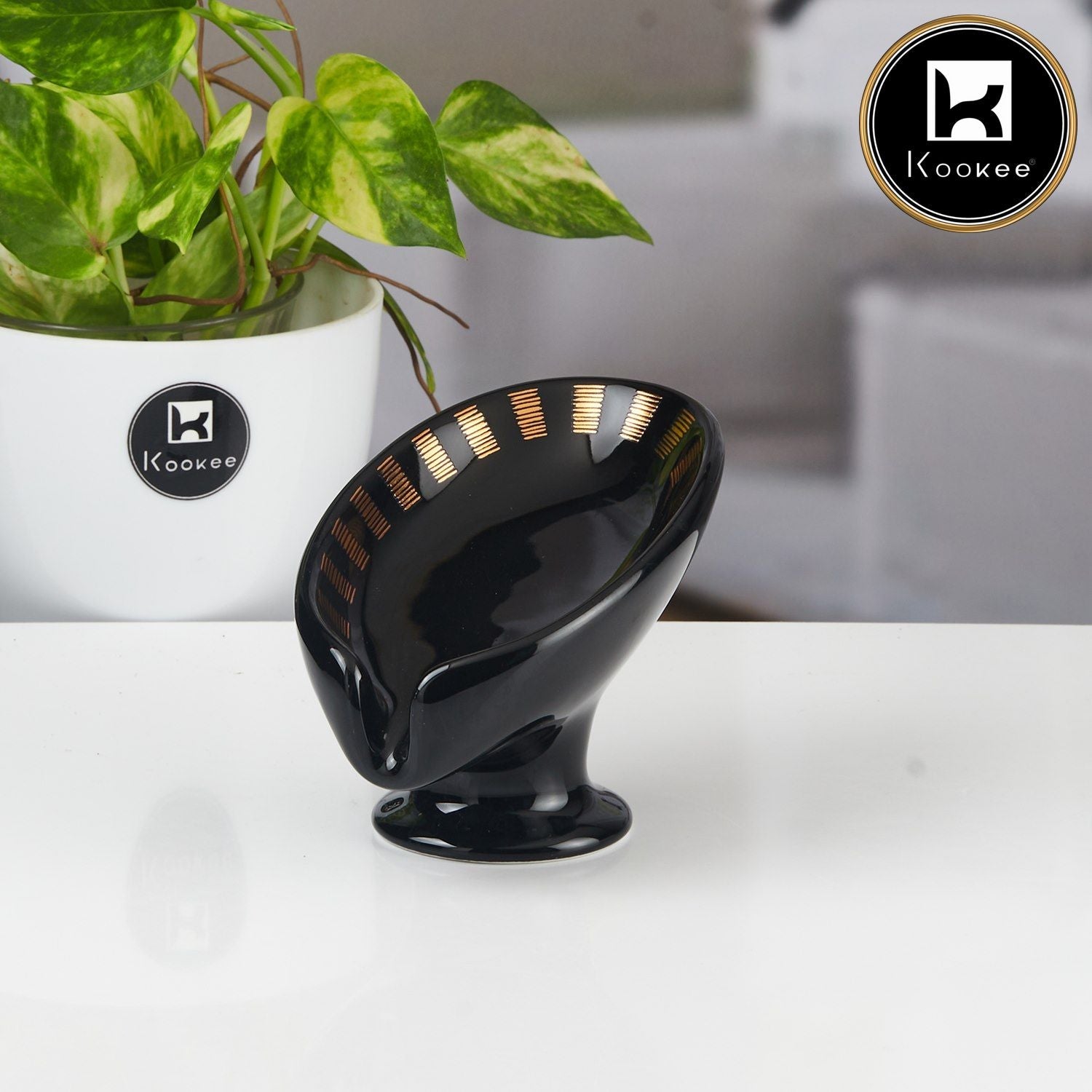 Ceramic Soap Holder Dish, Set of 1, Black (11166)