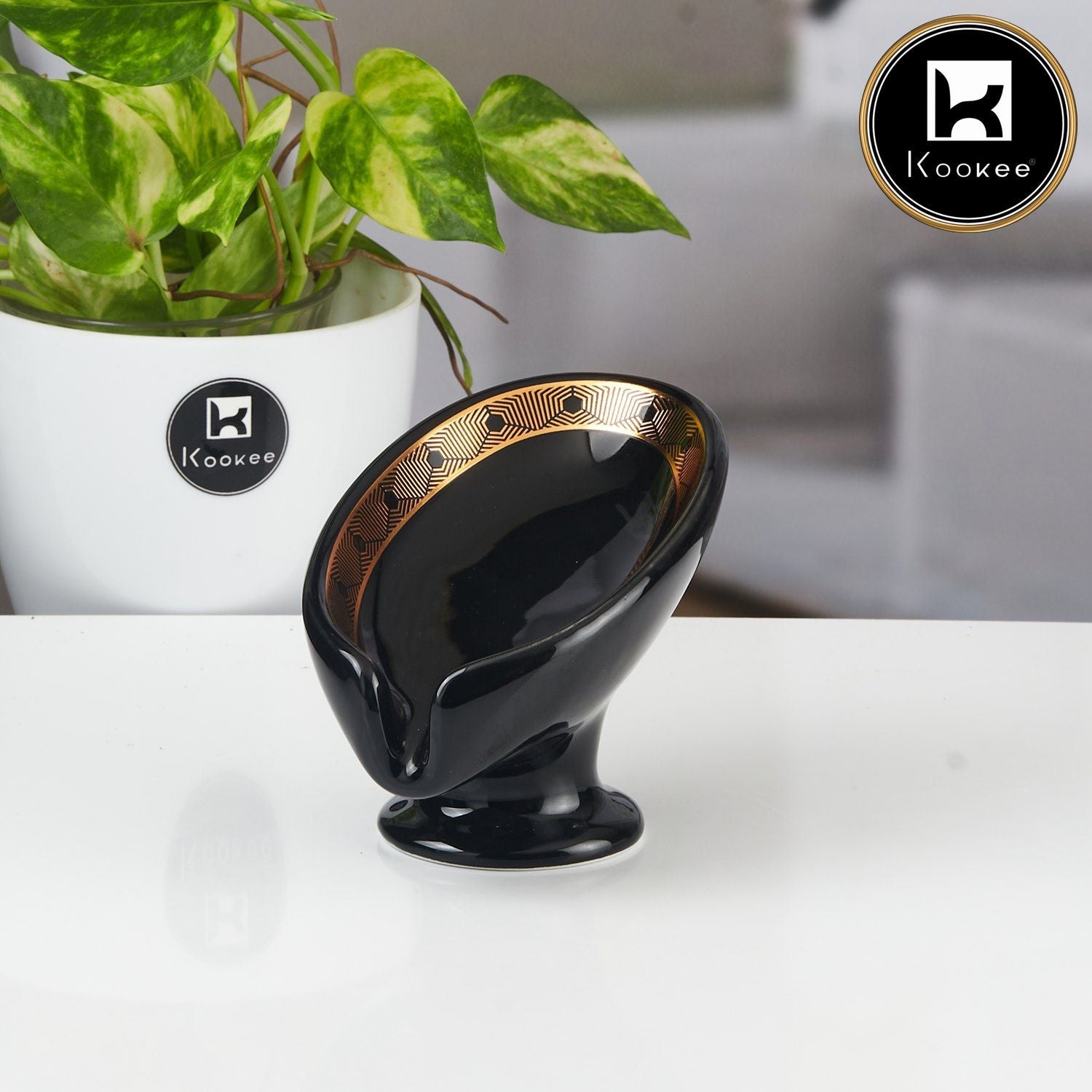 Kookee Ceramic Soap Holder Dish, A Stylish and Practical Addition to Your Bathroom, Black