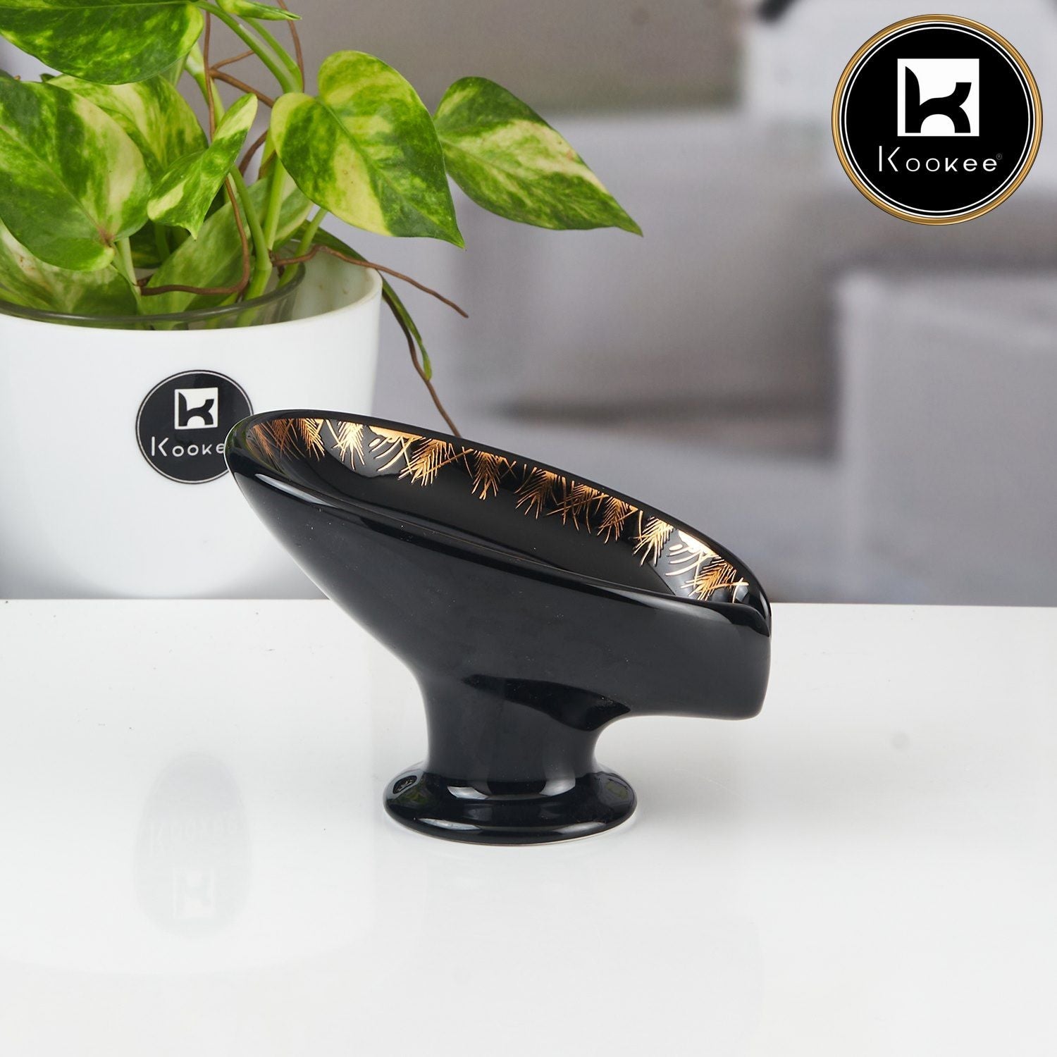 Ceramic Soap Holder Dish, Set of 1, Black (11168)