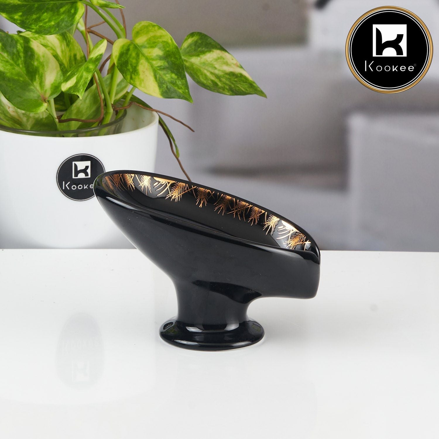 Ceramic Soap Holder Dish, Set of 1 Bathroom Accessories for Home, Black (11168)