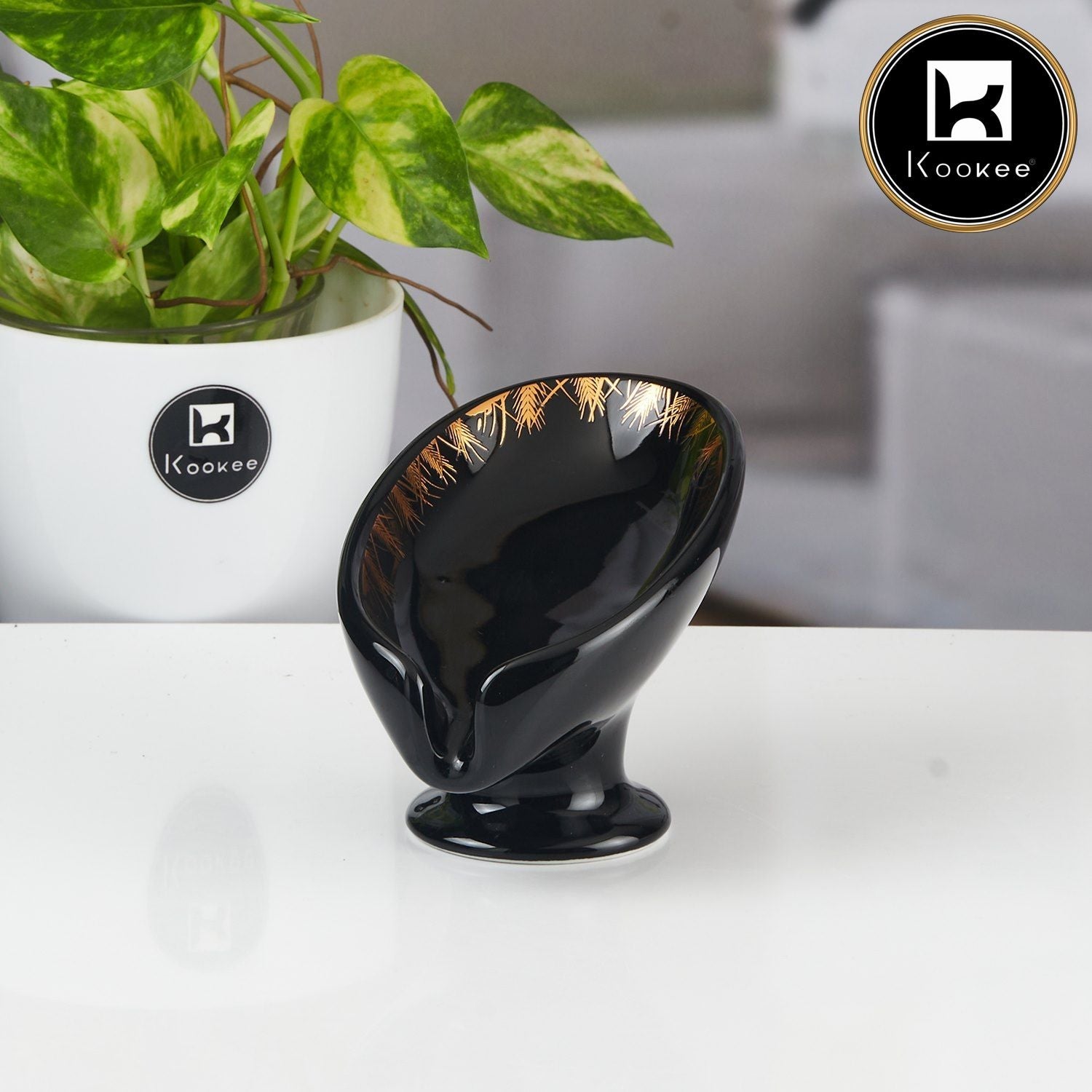 Ceramic Soap Holder Dish, Set of 1, Black (11168)