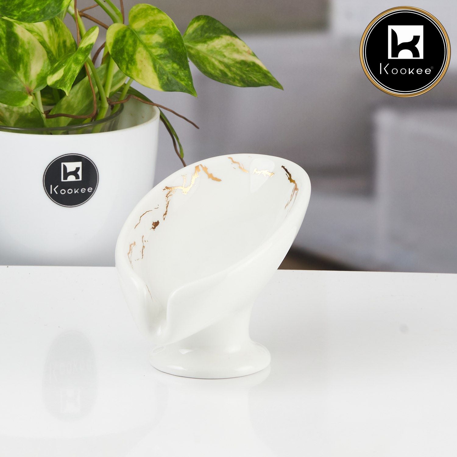 Ceramic Soap Holder Dish, Set of 1 Bathroom Accessories for Home, Black & White (Set of 2) (11926)