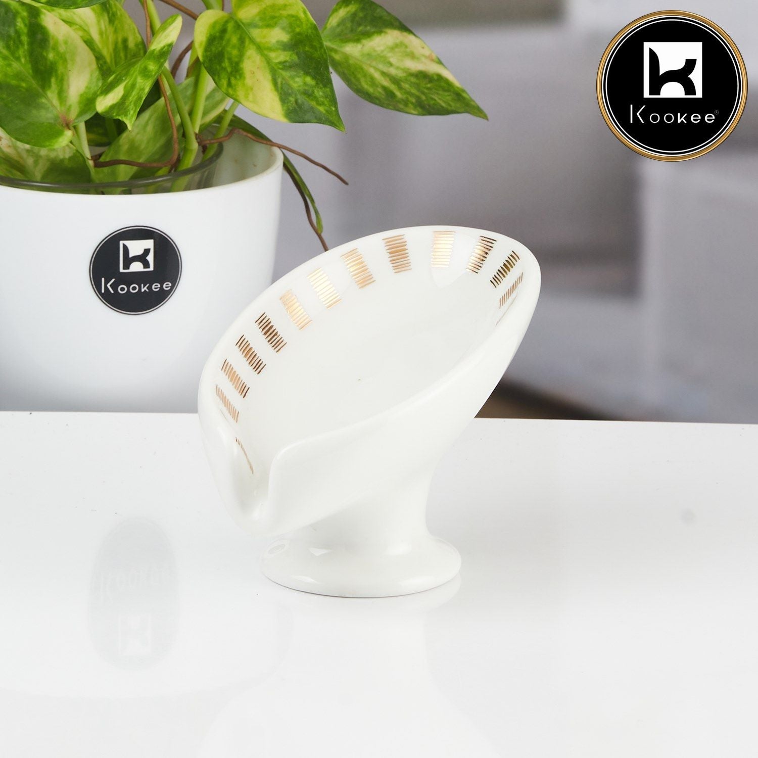 Kookee Ceramic Soap Holder Dish, A Stylish and Practical Addition to Your Bathroom, White