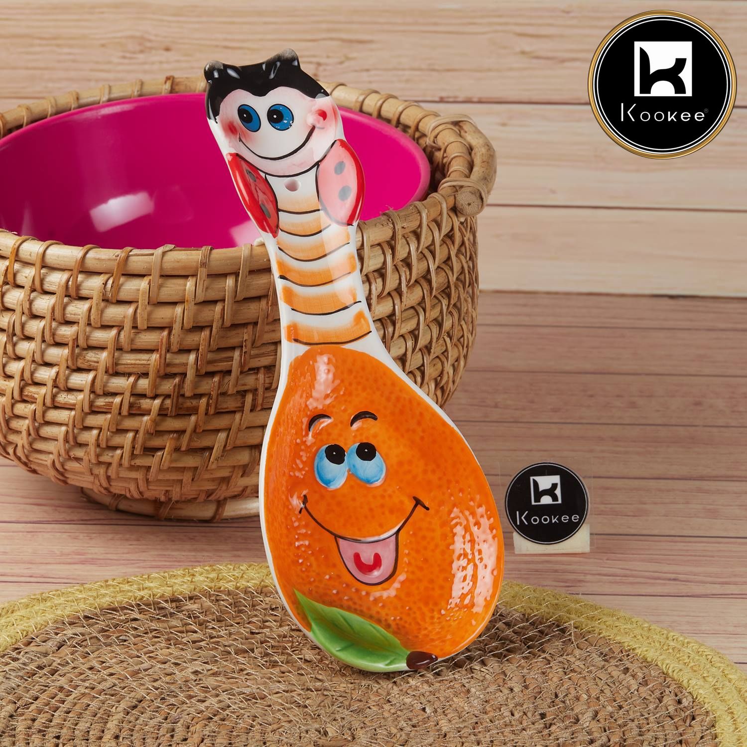 Kookee Ceramic Serving Spoon with Cartoon Design, Set of 1 (11175)