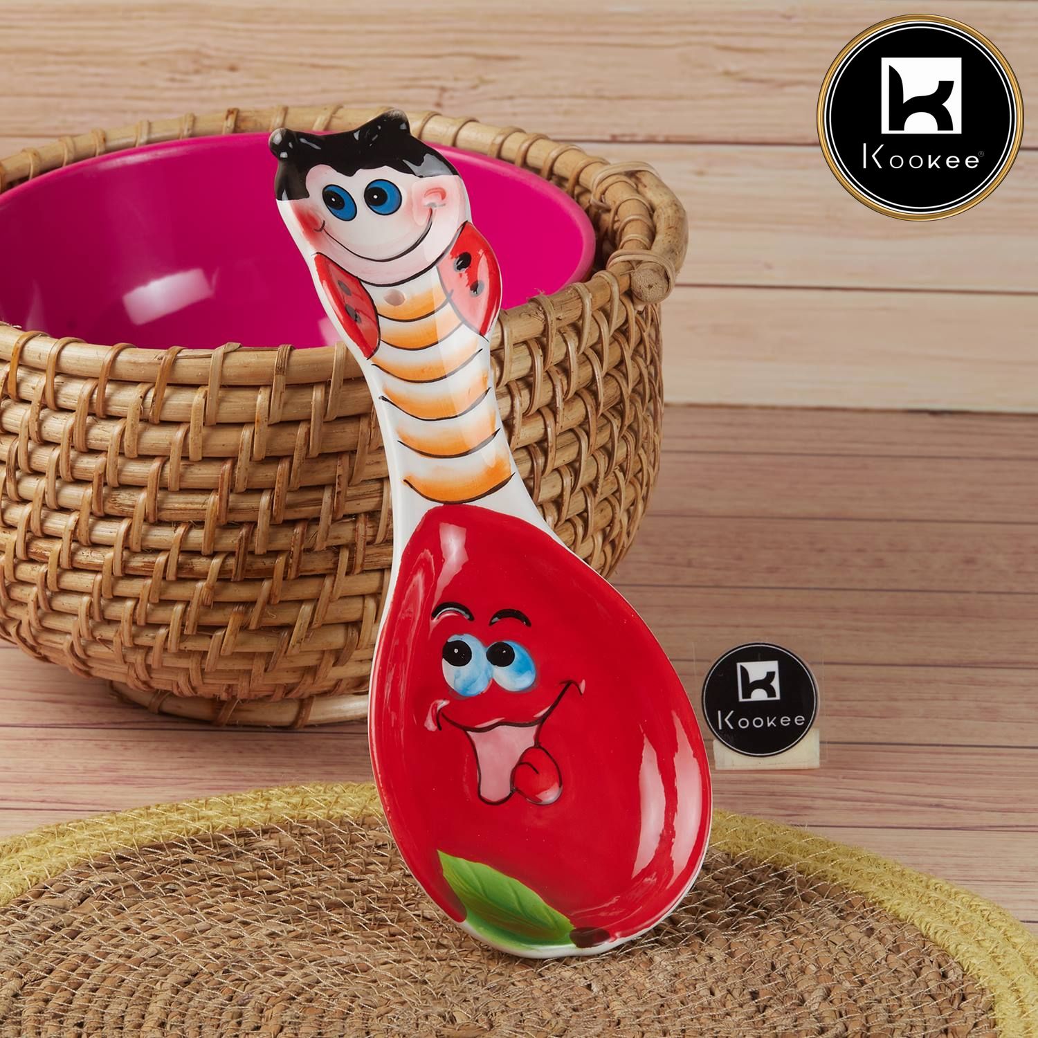 Kookee Ceramic Serving Spoon with Cartoon Design, Set of 1 (11176)