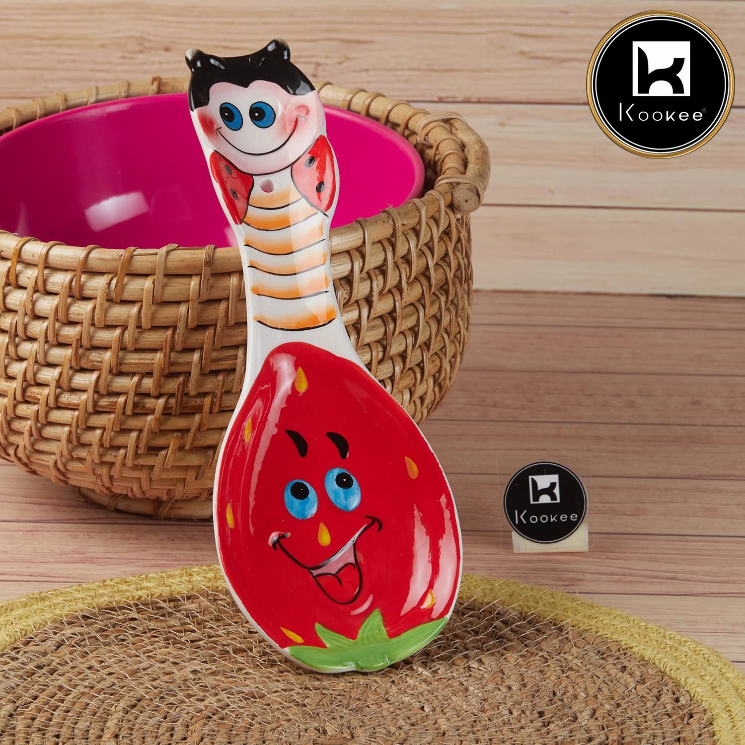 Kookee Ceramic Serving Spoon with Cartoon Design, Set of 1 (11177)