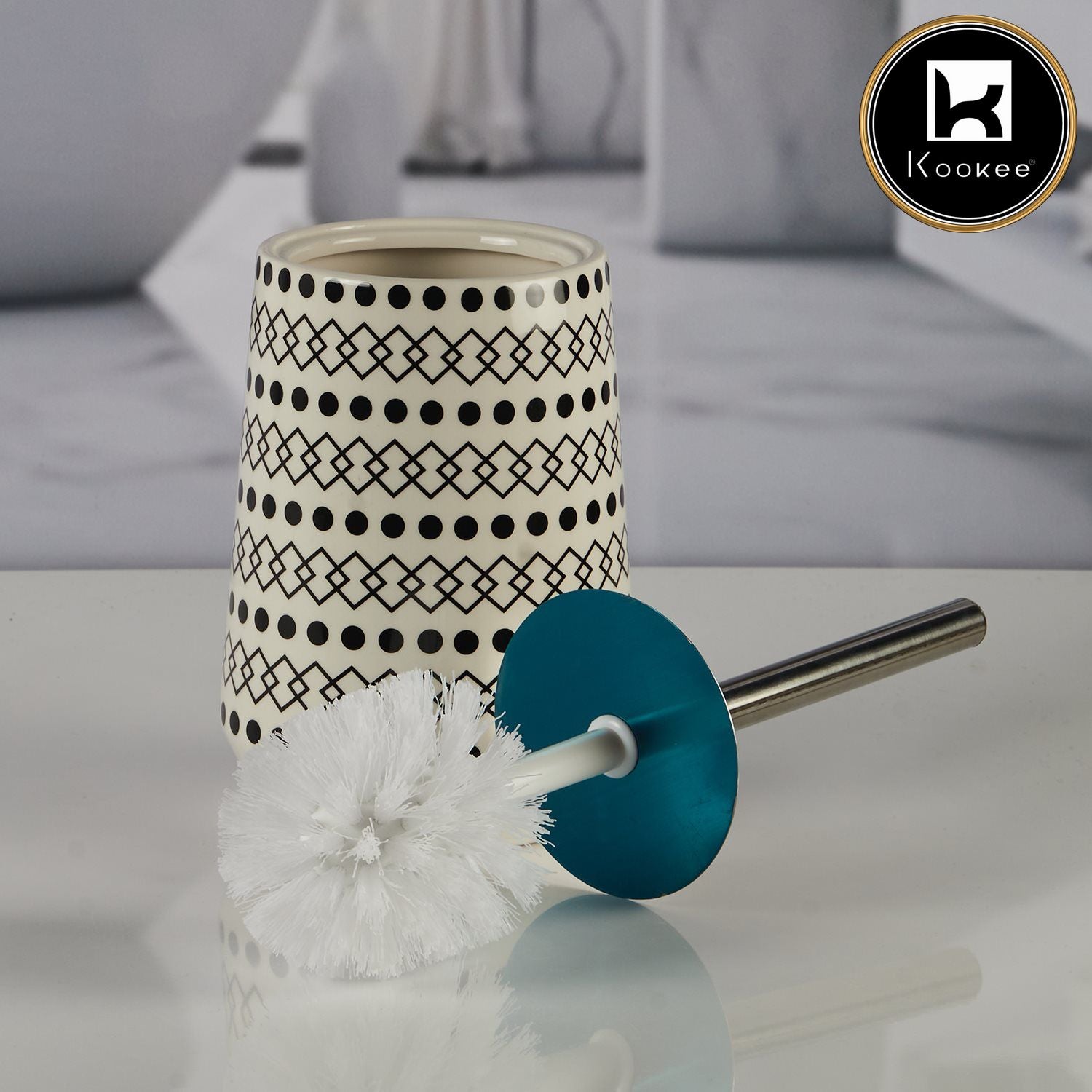 Kookee Ceramic Toilet Brush Holders, White, ART11178