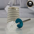 Ceramic Toilet Cleaner Brush with Holder Stand for Bathroom, White (11178)