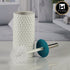 Ceramic Toilet Cleaner Brush with Holder Stand for Bathroom, White (11180)