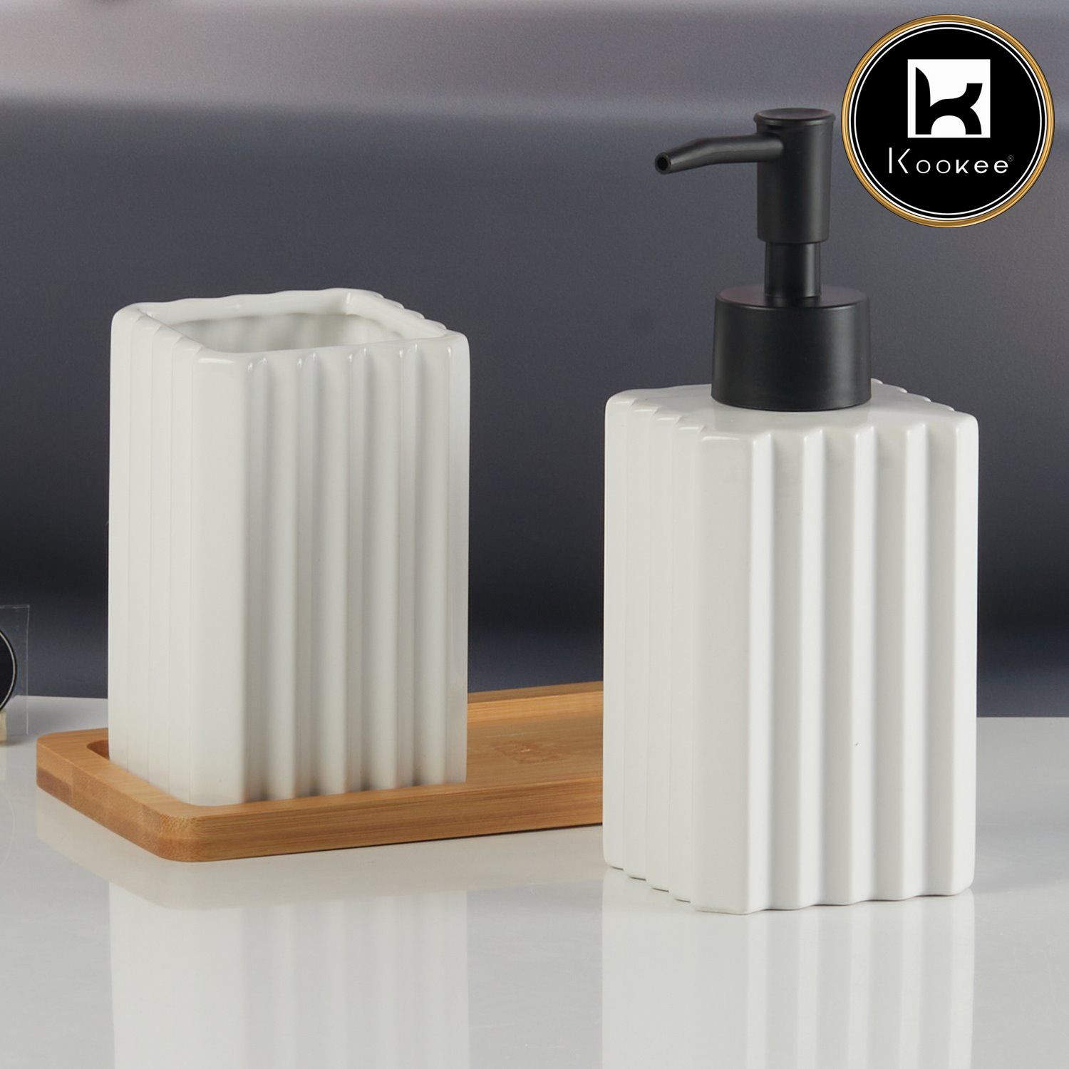 Kookee Ceramic Bathroom Sets, White, ART11182