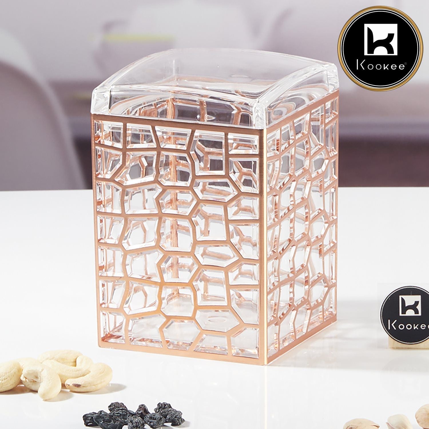 Acrylic Airtight Canister Jar & Container for Kitchen, Black (Pack of 3) (11602)