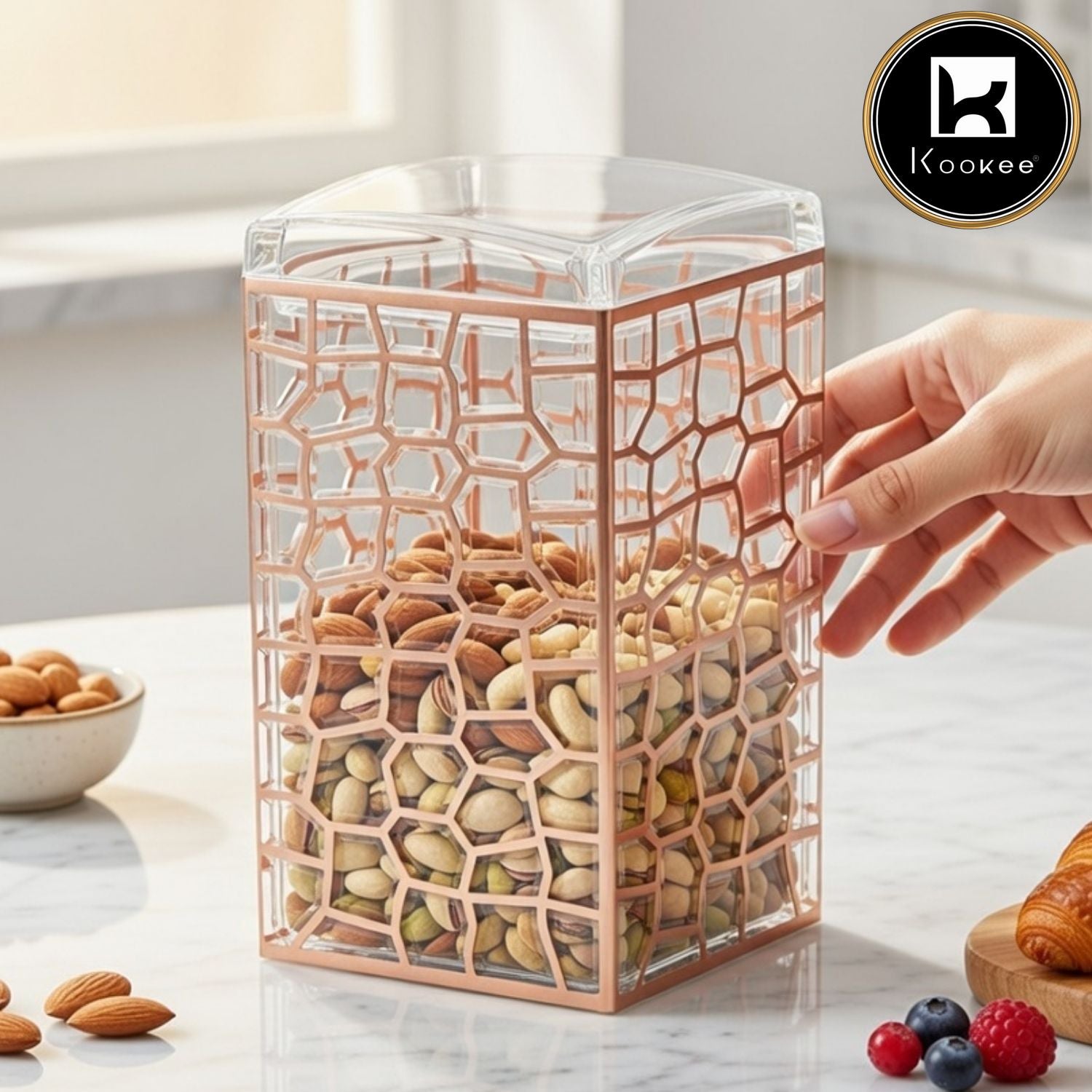 Kookee Canister Jars (Acrylic), Rose Gold, ART11201
