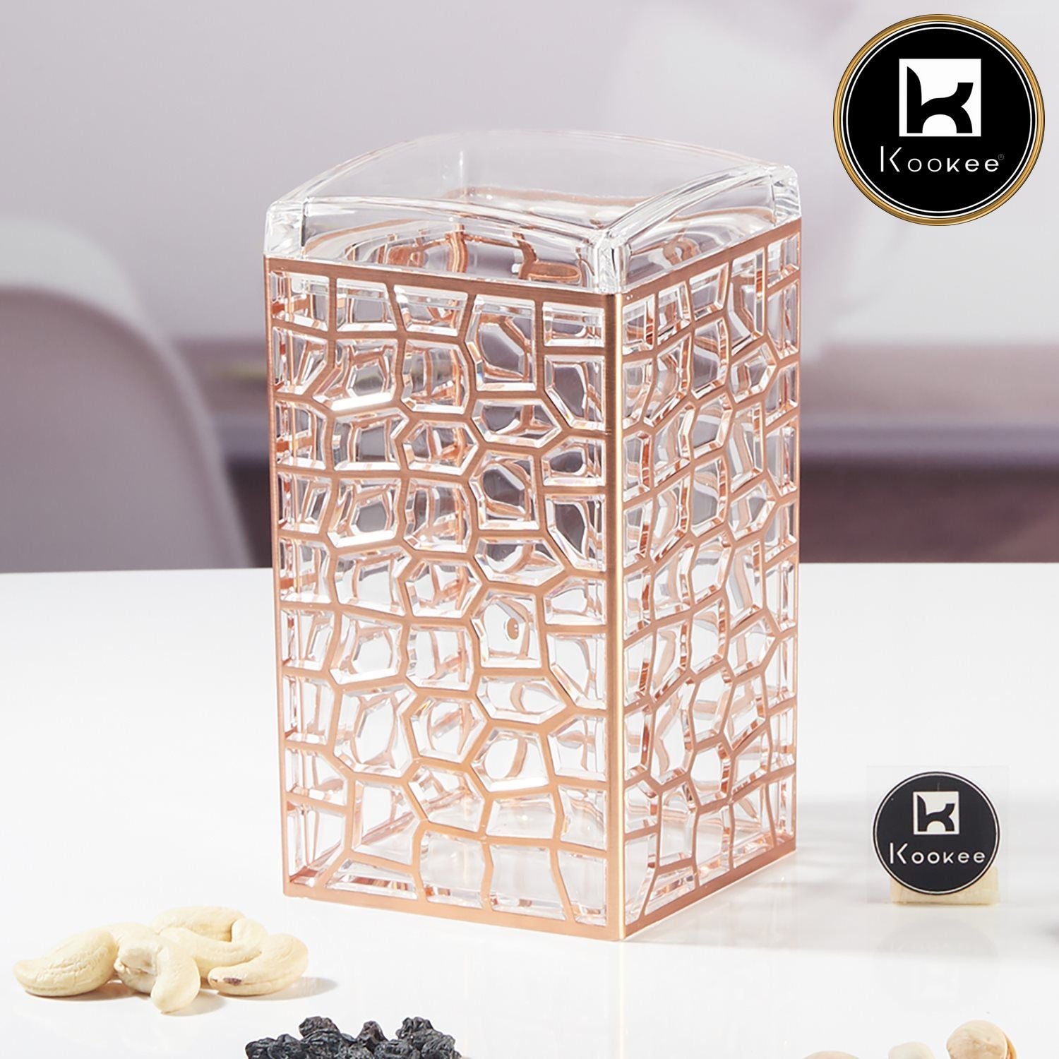 Acrylic Airtight Canister Jar & Container for Kitchen, Black (Pack of 3) (11602)