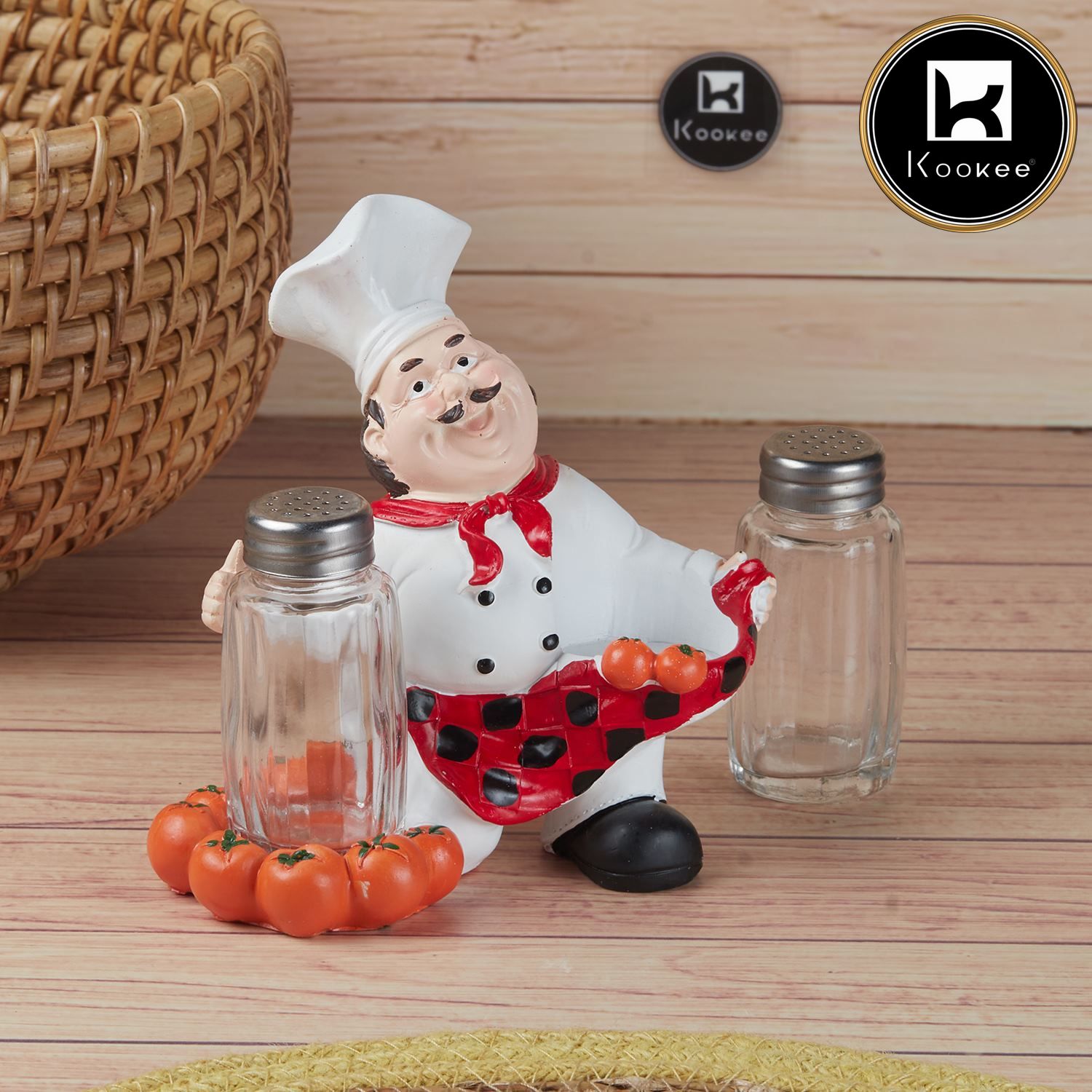 Polyresin Chef Salt and Pepper Shakers Set holder, Set of 1 (11208)