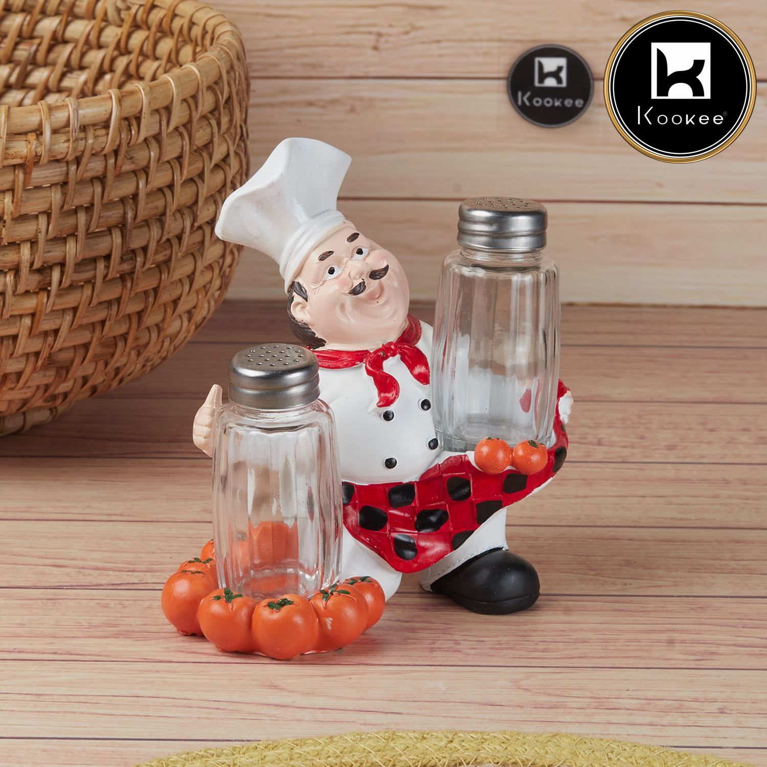 Polyresin Chef Salt and Pepper Shakers Set holder, Set of 1 (11208)