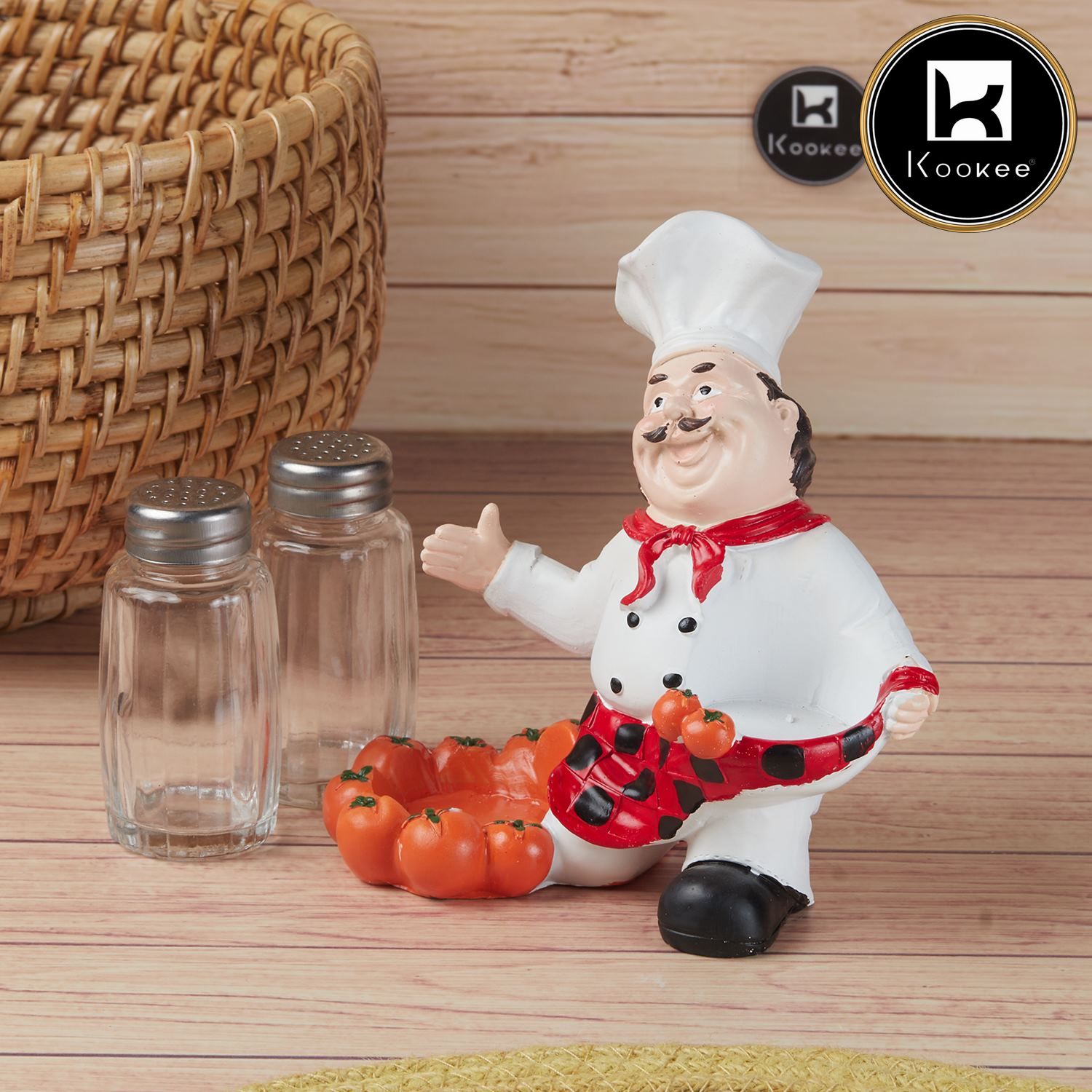 Polyresin Chef Salt and Pepper Shakers Set holder, Set of 1 (V-SALT-023-12)