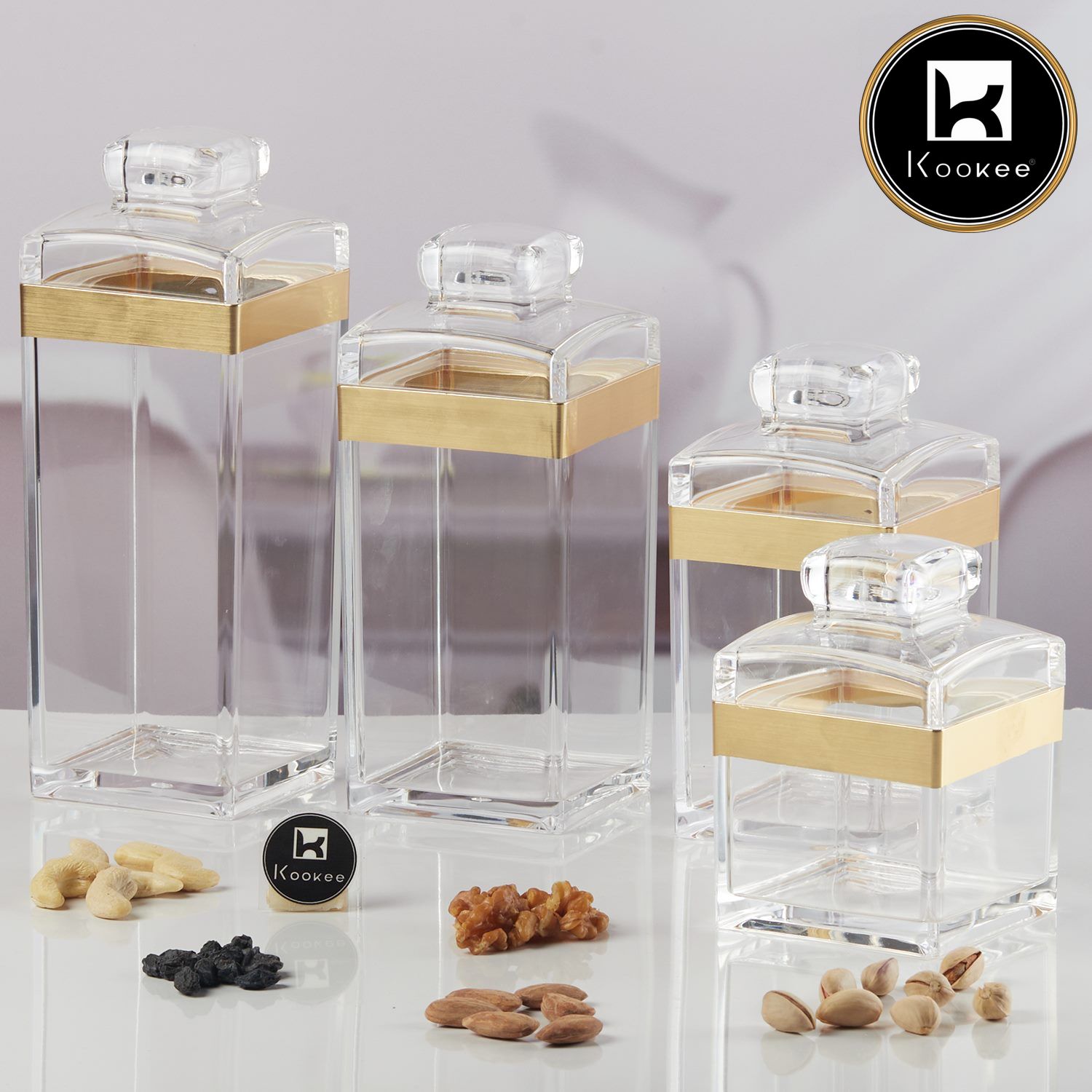 Kookee Canister Jars (Acrylic), Gold, ART11211