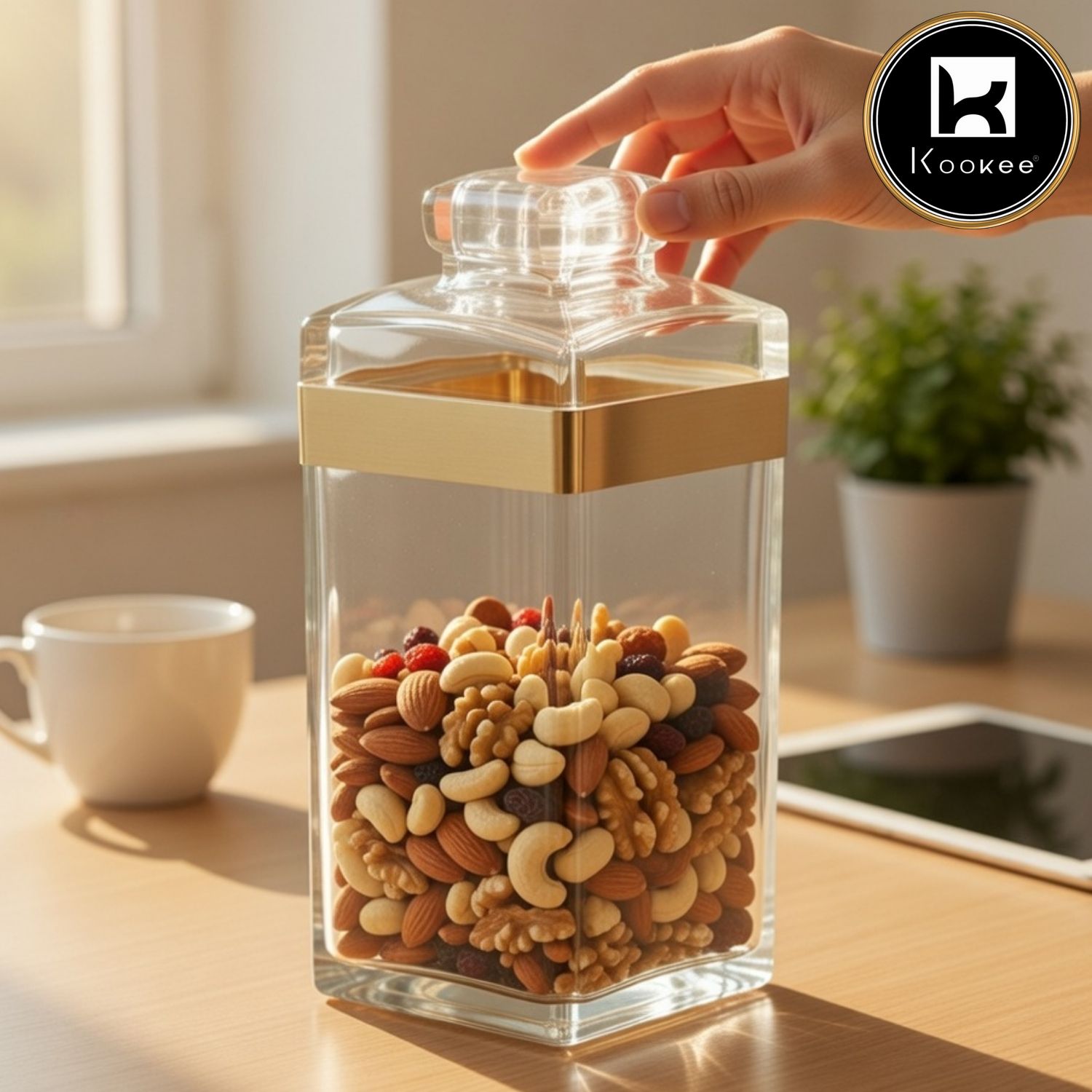 Kookee Canister Jars (Acrylic), Gold, ART11211