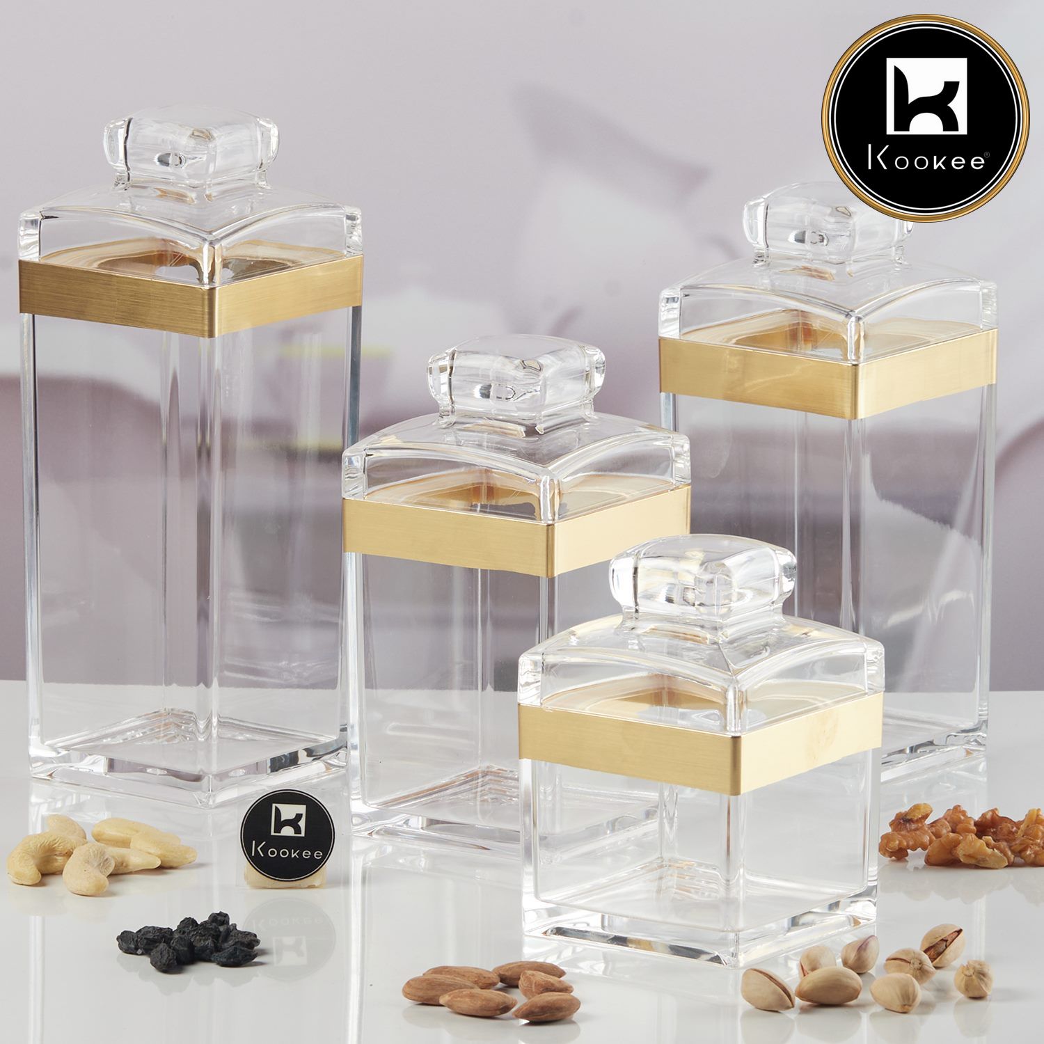 Kookee Canister Jars (Acrylic), Gold, ART11212