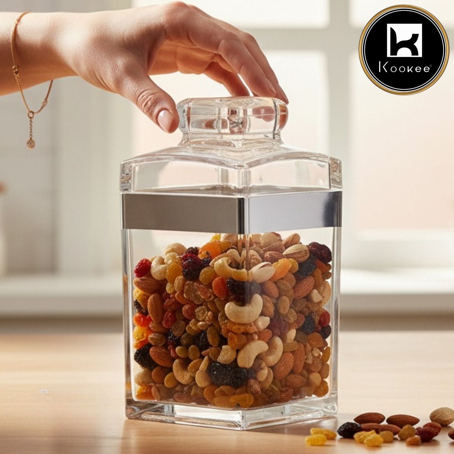 Kookee Canister Jars (Acrylic), Silver, ART11214