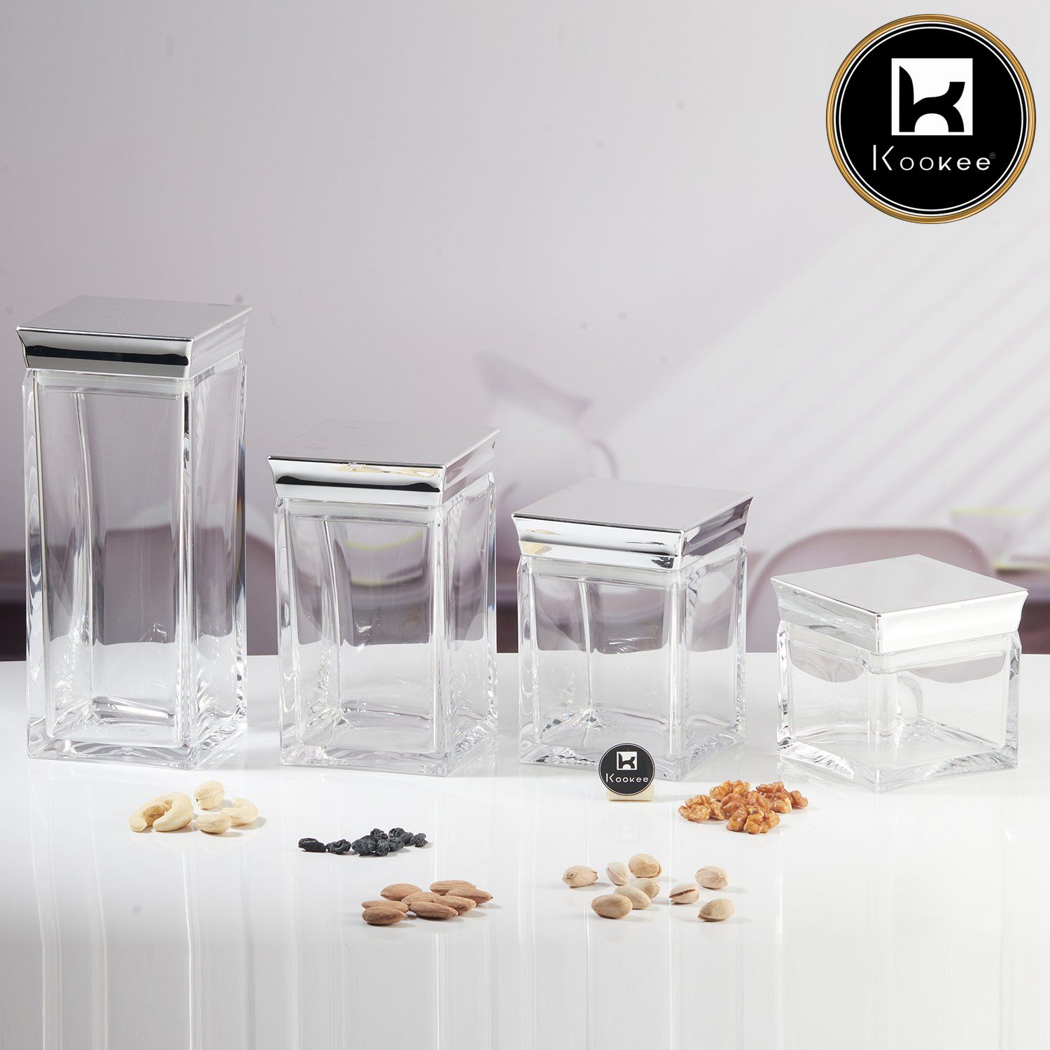 Kookee Canister Jars (Acrylic), Silver, ART11237