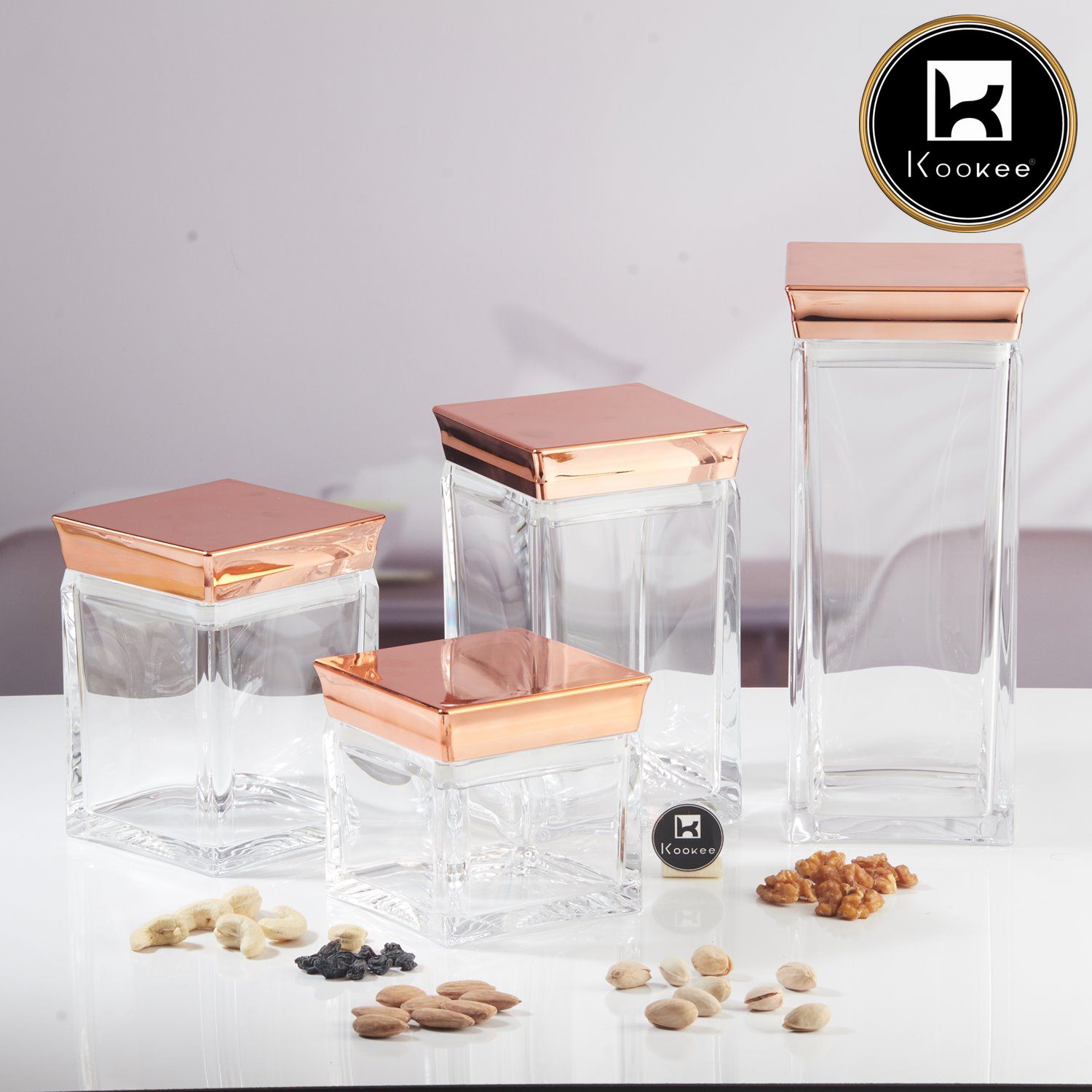 Kookee Canister Jars (Acrylic), Rose Gold, ART11243