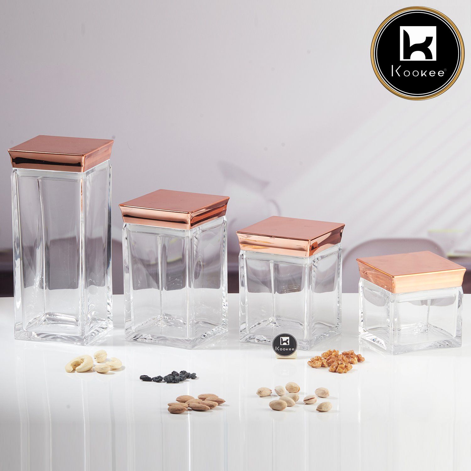 Kookee Canister Jars (Acrylic), Rose Gold, ART11243