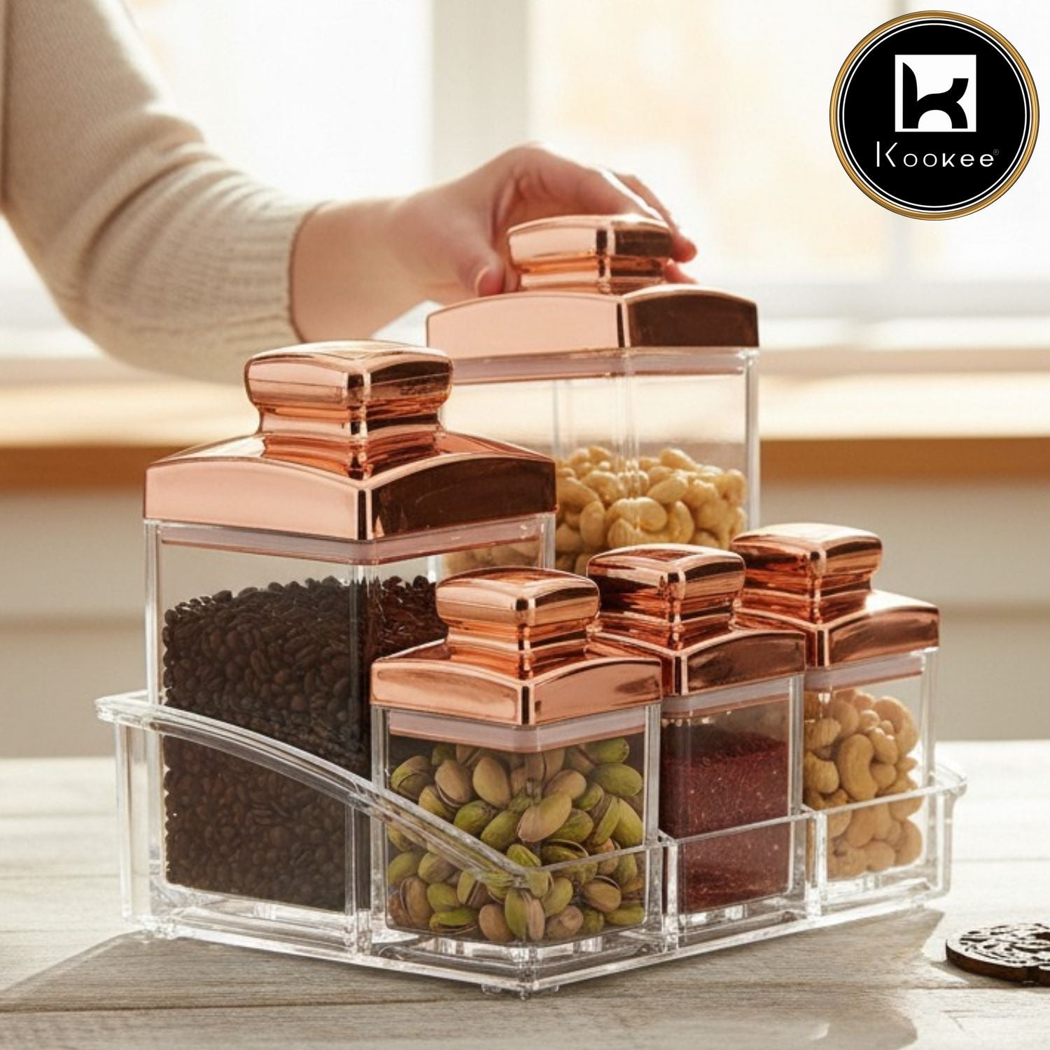 Kookee Canister Jars (Acrylic), Rose Gold, ART11248