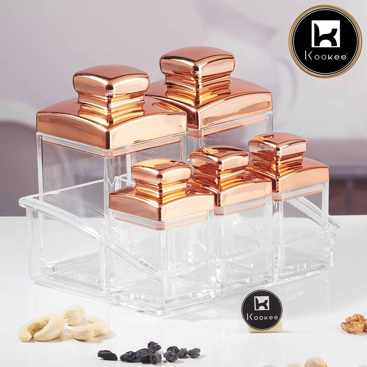 Kookee Canister Jars (Acrylic), Rose Gold, ART11248
